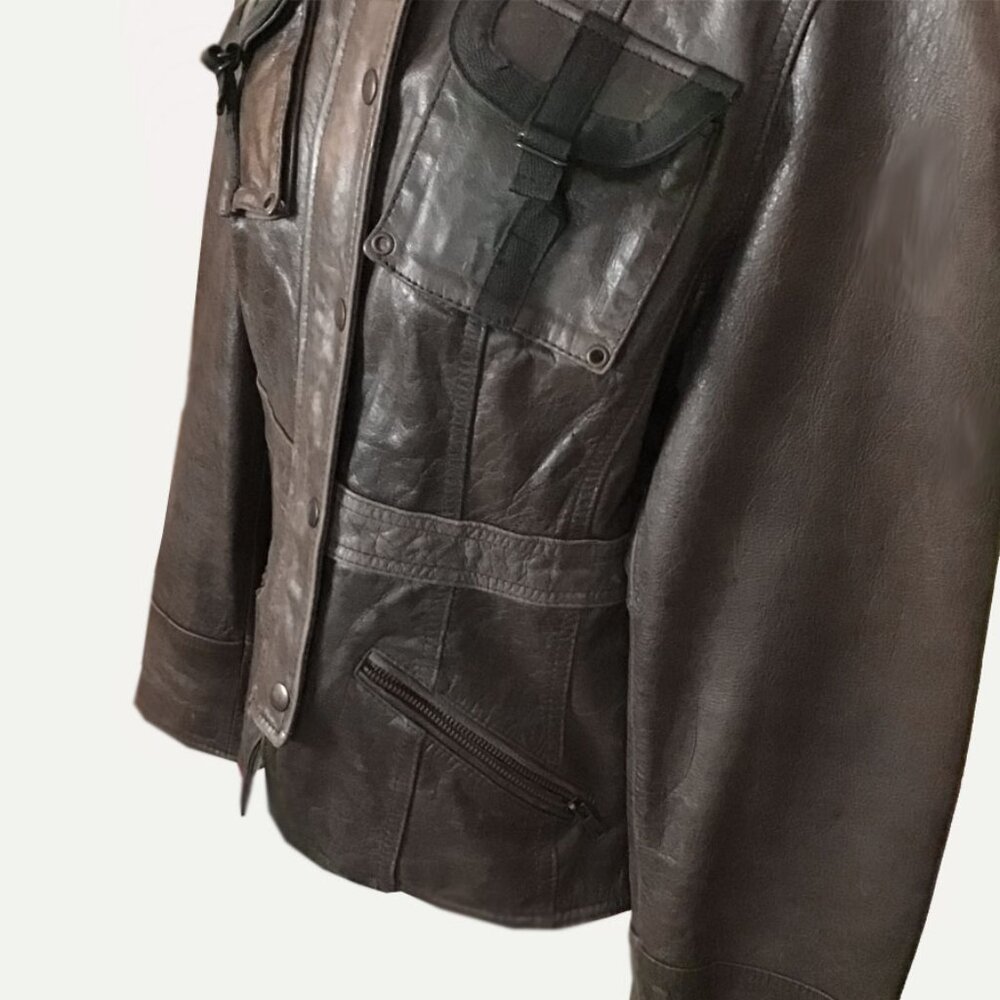 Wilson Vintage Brown Military Style Leather Coat - Picture 4 of 11